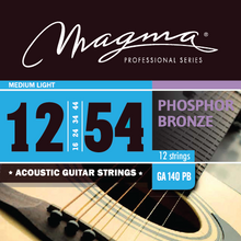 Load image into Gallery viewer, Magma Acoustic Guitar Strings Medium Light Gauge 12 Strings Phosphor Bronze Set, .012 - .054 (GA140PB12)
