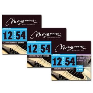 Magma Acoustic Guitar Strings Medium Light Gauge 12 Strings Phosphor Bronze Set, .012 - .054 (GA140PB12)