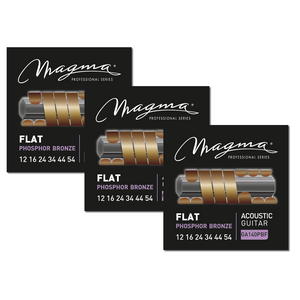 Magma Acoustic Guitar Strings Medium Gauge FLAT Phosphor Bronze Set, .012 - .054 (GA140PBF)