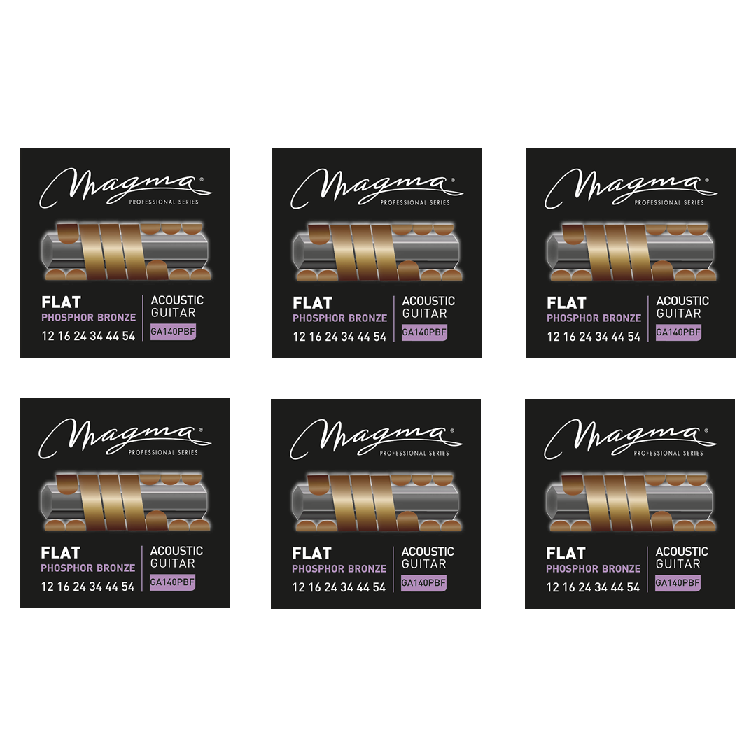 Magma Acoustic Guitar Strings Medium Gauge FLAT Phosphor Bronze Set ...