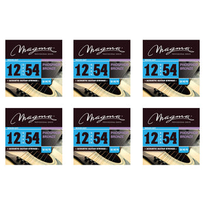 Magma Acoustic Guitar Strings Medium Gauge Phosphor Bronze Set, .012 - .054 (GA140PB)