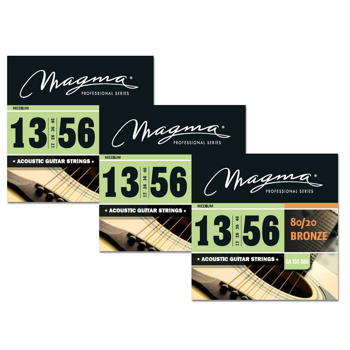 Magma - Medium Gauge Acoustic Guitar Strings - 80/20 Bronze Acoustic Strings 13-54 Gauge (.013