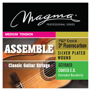 Magma Classical Guitar Strings Medium Tension ASSAMBLE Nylon-Carbon - COATED Silver Plated Copper (GC110AED)
