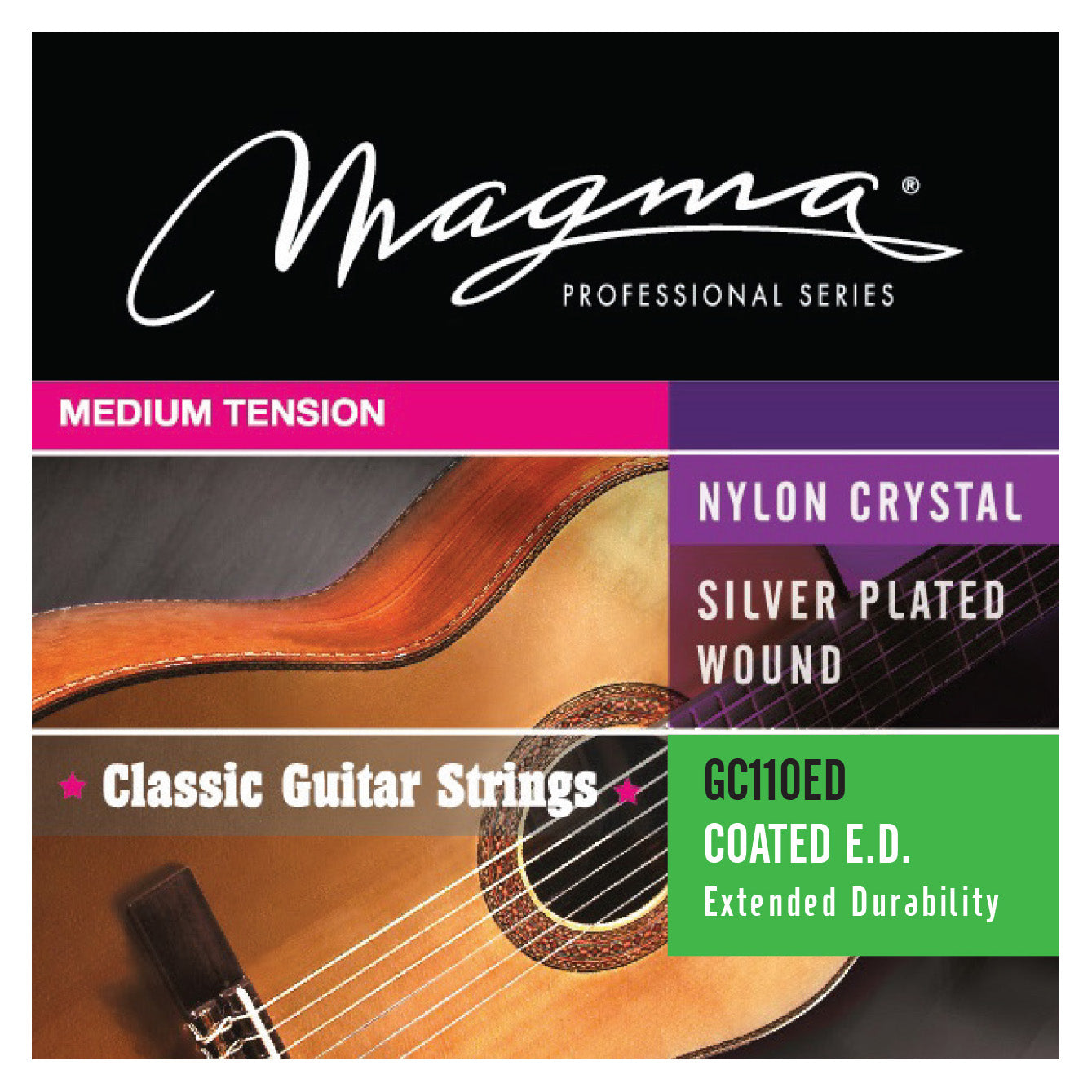 Magma Classical Guitar Strings Medium Tension Special Nylon COATED Silver Plated Copper GC110ED