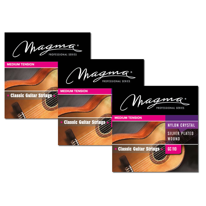 Magma Classical Guitar Strings Normal Tension Special Nylon - Silver Plated Copper (GC110) (3 Sets)