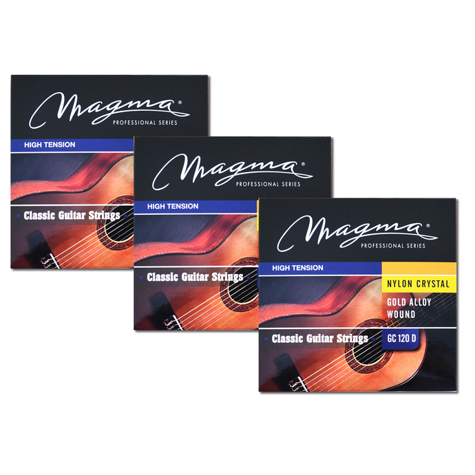 Magma Classical Guitar Strings High Tension Special Crystal Nylon and Bronze 85/15 Gold Alloy Classical Acoustic Guitar Strings (GC120D) - 3 Sets