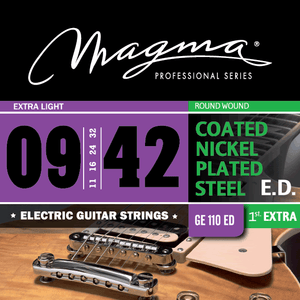 Magma Electric Guitar Strings Super Light Gauge COATED Nickel-Plated Steel Set, .009 - .042 (GE110ED)