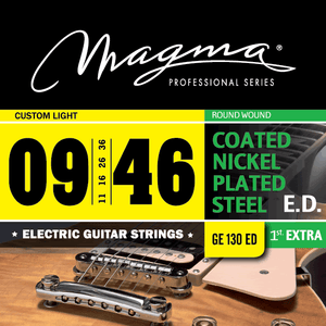 Magma Electric Guitar Strings Regular Light Gauge COATED Nickel-Plated Steel Set, .009 - .046 (GE130ED)