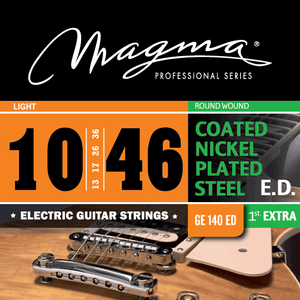 Magma Electric Guitar Strings Regular Light Gauge COATED Nickel-Plated Steel Set, .010 - .046 (GE140ED)