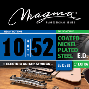 Magma Electric Guitar Strings Regular Light Gauge COATED Nickel-Plated Steel Set, .010 - .052 (GE155ED)