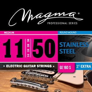 Magma Electric Guitar Strings Medium Gauge Stainless Steel Set, .011 - .050 (GE160S)