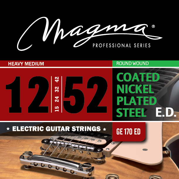 Magma Electric Guitar Strings Heavy Medium Gauge COATED Nickel-Plated Steel Set, .012 - .052 (GE170ED)