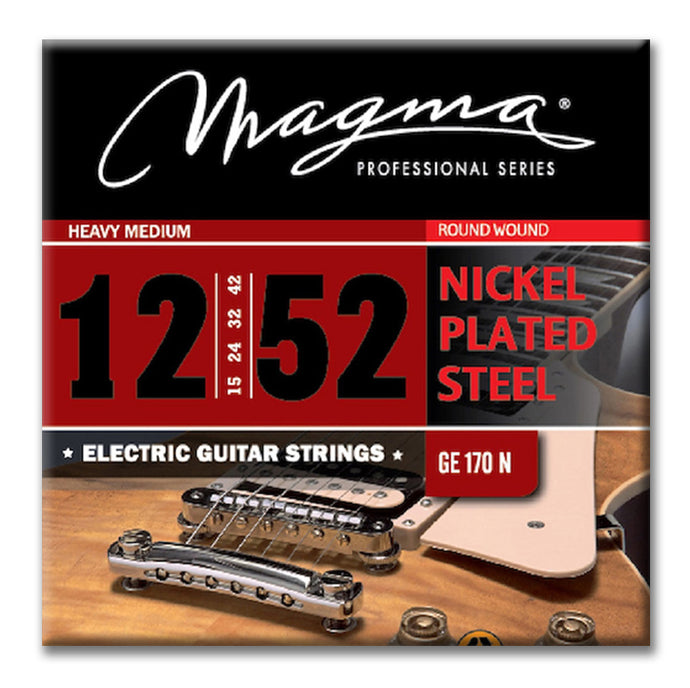 Magma Electric Guitar Strings Medium Gauge Nickel-Plated Steel Set, .012 - .052 (GE170N)