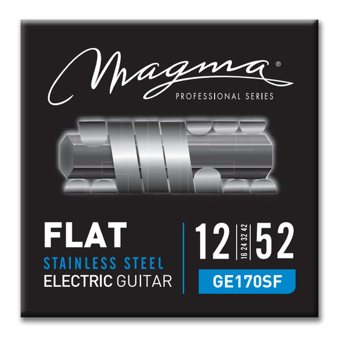 Magma Electric Guitar Strings Light Gauge FLAT Stainless Steel Set, .012 - .052 (GE170SF)