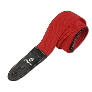 Magma Leathers  2" Soft-hand Polypropylene Guitar Strap with Leather Ends Red (07MP02.)