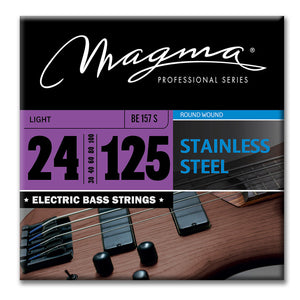Magma Electric Bass Strings Light - Stainless Steel Round Wound - Long Scale 34" 7 Strings Set, .024 - .125 (BE157S)