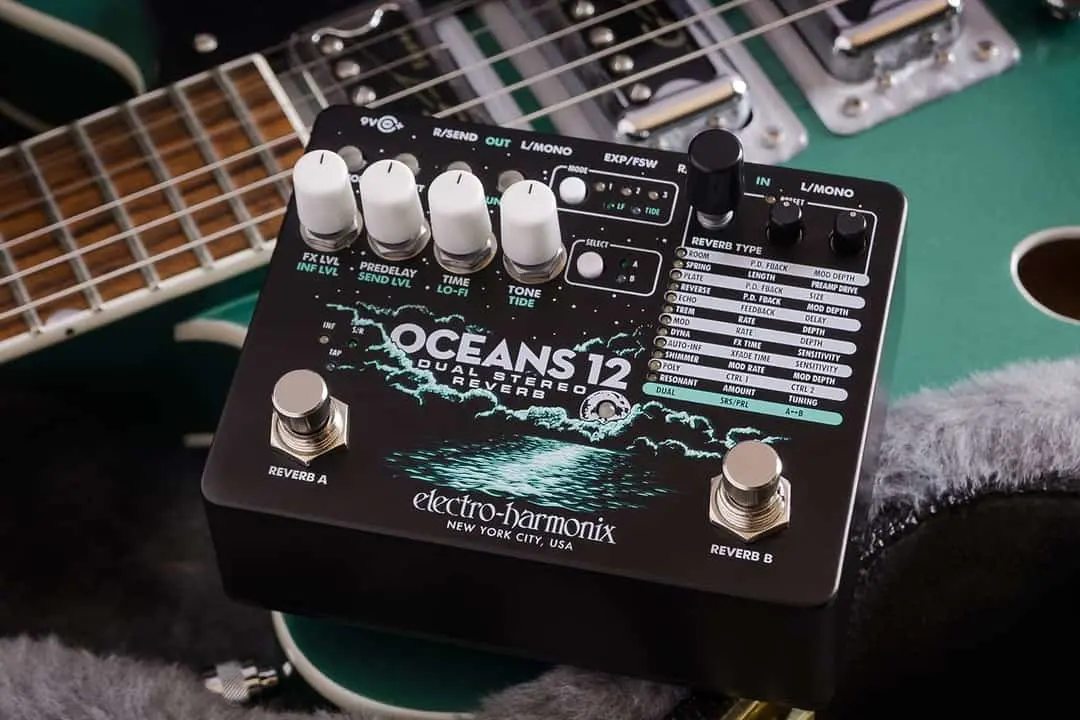 ocean reverb pedal EHX Electro-Harmonix Oceans 12 Dual Stereo Reverb Guitar Effects Pedal – MAGMA STRINGS