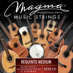 Magma REQUINTO Guitar Strings Medium Tension Black Nylon - Silver Plated Wound Set (REM110)
