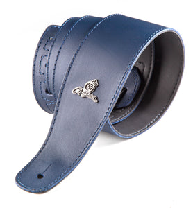 Magma Leathers 2.52" Delux Argentinean Navy Blue covered Leather Guitar Strap (07MC03.)
