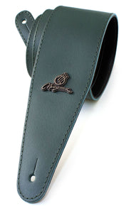 Magma Leathers 2.52" Delux Argentinean Dark Green covered Leather Guitar Strap (07MC04.)