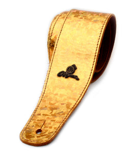 Magma Leathers 2.52" Delux Argentinean Leather Chamois Guitar Strap Cristal Golden (07MCR01G.)