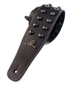 Magma Leathers 2.52" Delux Argentinean  round black metal inlays leather Guitar Strap Black (07MG03.)