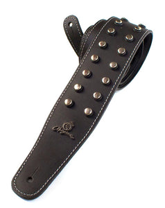 Magma Leathers 2.52" Delux Argentinean nickel round metal inlays leather Guitar Strap Black (07MH01.)
