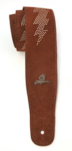 Magma Leathers 2.52" Delux Argentinean Chamois Leather Guitar Strap Brown with Ray (07MO02R.)