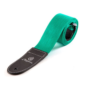 Magma Leathers  2" Soft-hand Polypropylene Guitar Strap with Leather Ends Green (07MP04.)