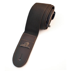 Magma Leathers  2" Soft-hand Polypropylene Guitar Strap with Leather Ends Chocolate (07MP08.)