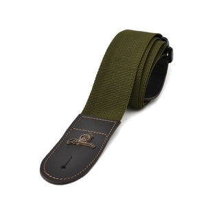 Magma Leathers  2" Soft-hand Polypropylene Guitar Strap with Leather Ends Militar Green (07MP11.)
