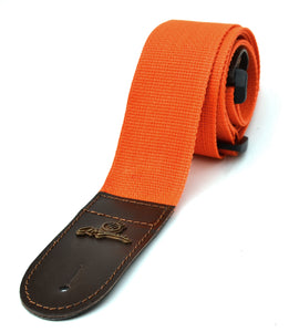 Magma Leathers  2" Soft-hand Polypropylene Guitar Strap with Leather Ends Orange (07MP13.)