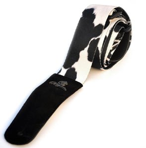 Magma Leathers 2" Soft-hand Polyester Guitar Strap Sublimation-Printed with Cow Design, Genuine Leather Ends (07MS02V.)