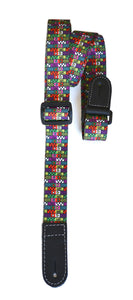 Magma Leathers 1,18" Soft-hand Polyester Ukelele Strap Sublimation-Printed with LOVE Design, Genuine Leather Ends (07MSU06U.)