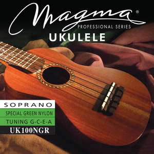 Set Strings MAGMA UKULELE Soprano Green Nylon Hawaiian Tunning (UK100NGR)