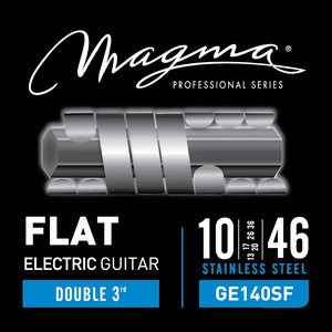 Magma Electric Guitar Strings Light Gauge FLAT Stainless Steel Set, .010 - .046 (GE140SF)