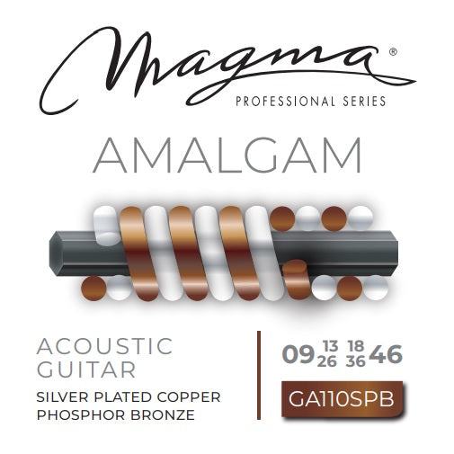 Magma Acoustic Guitar Strings Extra Light Gauge AMALGAM PB and SP wound Set, .009 - .046 (GA110SPB)
