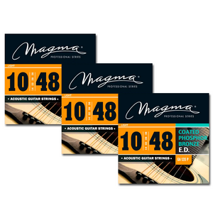 Magma Acoustic Guitar Strings Light Gauge COATED Phosphor Bronze Set, .010 - .048 (GA120P)