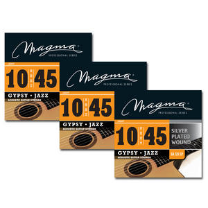 Magma Acoustic Guitar Strings Light Gauge Silver Plated Wound Gypsy Jazz Set, .010 - .045 (GA120SP)