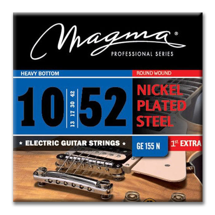 Electric Guitar Strings Custom Heavy Bottom Gauge Nickel-Plated Steel Set, .010 - .052 (GE155N)